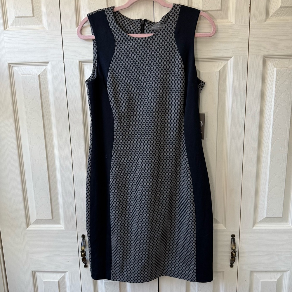 Vince Camuto Anniversary Sheath Two Tone Diamond Print Dress Womens Size 12